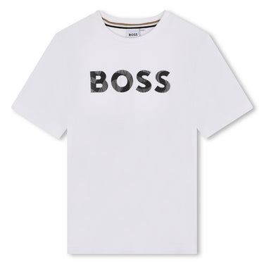 BOSS playera para niño y adolescente manga corta color blanco
